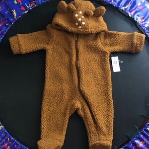 NWT! Brown Bear Hooded Baby Onesie